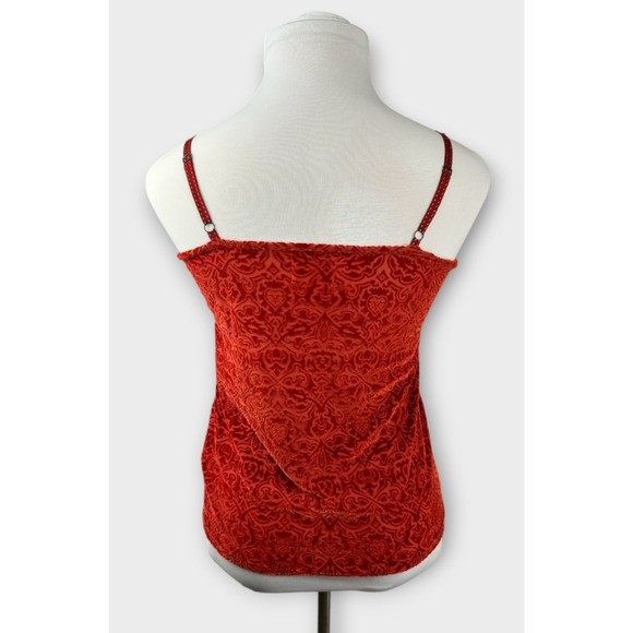 Y2k Holly Flock by Lucky Brand Velvet Burnout Spaghetti Strap Top Paisley Small - Picture 11 of 14